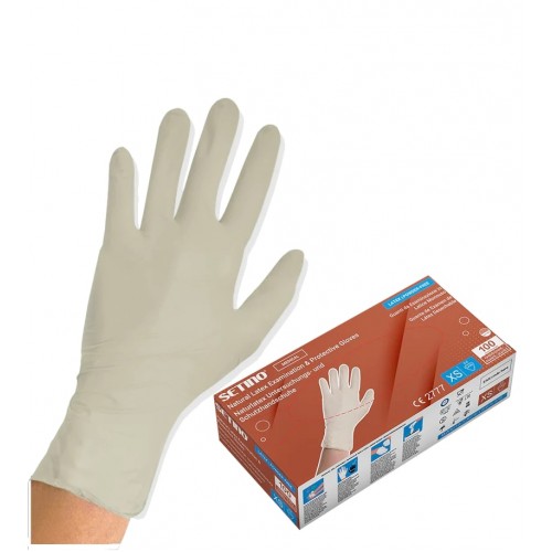 Setino Latex-Handschuhe 5g, pulverbeschichtet, milchweiß